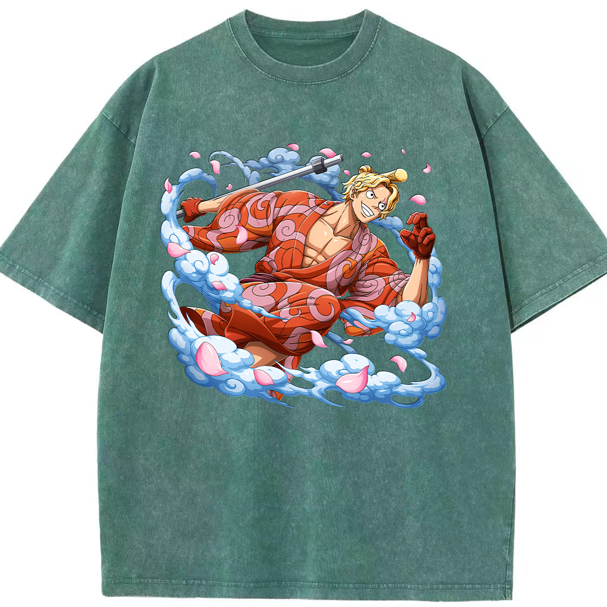 （画像用） ワンピース サンジ ONE PIECE Sanji 綿100% ヴィンテージ風 半袖Tシャツ（フロントプリント）